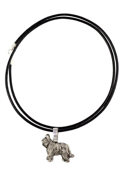 Art - Dog Briard, Berger de Brie II - Dog necklace, silver-plated pendant for...