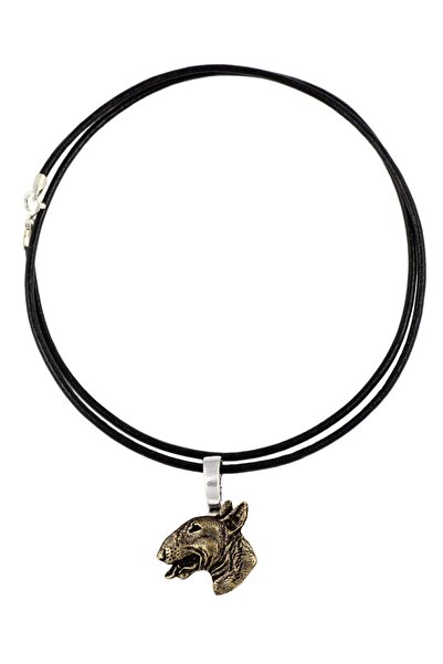 Art - Dog Bull Terrier, Bully III - Dog necklace, silver-plated pendant for t...