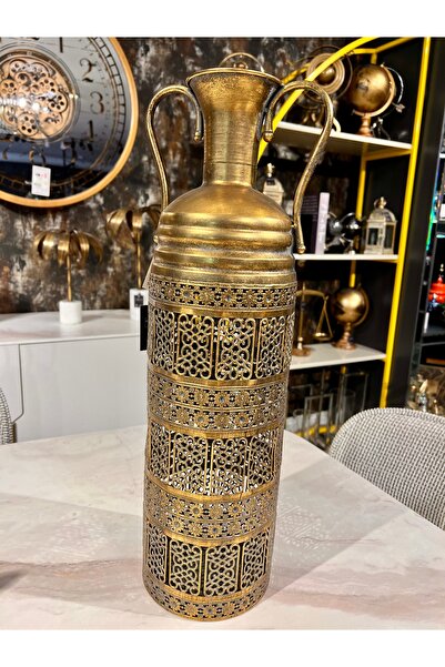 KARCILAR HOME STORE 20 x 66 cm eskitme gold yaldızlı yer vazosu