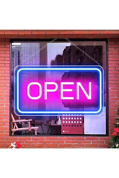 Slasa Open Neon Sign 23x41 cm Multicolor LED Wall Display 6mm Acrylic Base