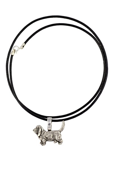 Art - Dog Basset Hound I - Dog necklace, silver-plated pendant for the dog lo...