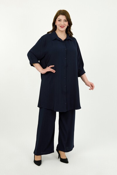 By Alba Collection Γυναικείο Σετ Παντελόνι Τουνίκ Ναυτικό Μπλε Ayrobin σε Μεγ...