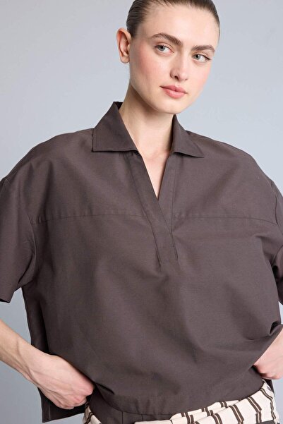 DeFacto Υπερμεγέθες κοντομάνικο πουκάμισο H0387AX26SM