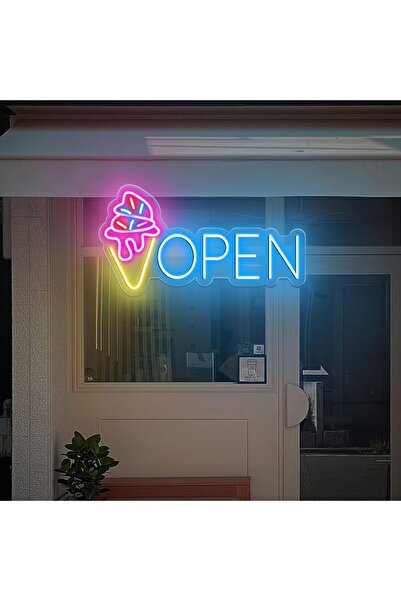 Slasa Multicolor Open Neon Sign 32x42 cm LED Wall Decor Shop Display Light 6m...