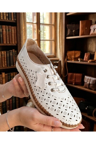 VARLIK AYAKKABI Genuine Leather Summer Shoes with Inside Female Lining