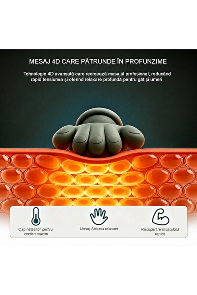 hopinoo Dispozitiv de masaj cervical multifuncțional Hopinoo ™ Shiatsu 4D pentru gât, umeri, spate, brațe și picioare