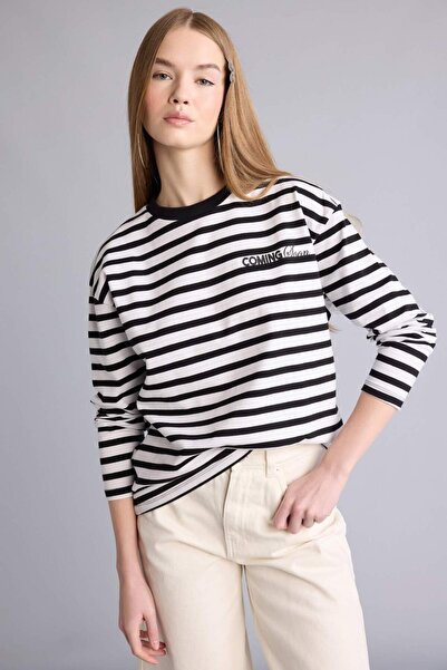 DeFacto Κανονικό Ριγέ Μπλουζάκι H4161AX26SP