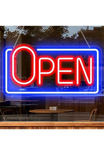 Slasa Open Neon Sign 20x40 cm Multicolor LED Hanging Display 6mm Acrylic Base