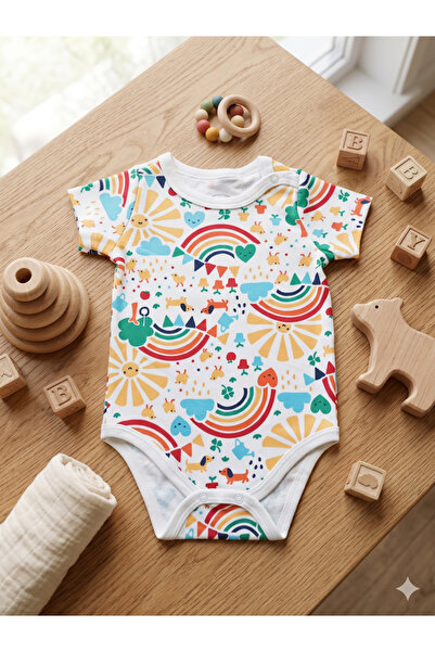 Nimini Kids 100% Cotton Short Sleeve Snap Fastener Baby Bodysuit