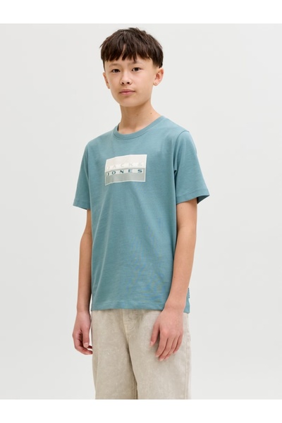 Jack & Jones Μπλουζάκι αγορίστικο, Κανονική εφαρμογή στο λαιμό, Μπλε