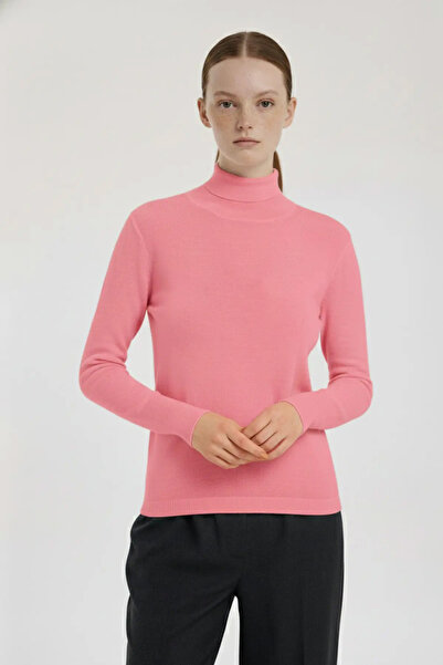 Triko Mısırlı Pink Turtleneck Women's Sweater