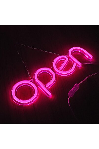 Slasa Pink Open Neon Sign 15x40 cm LED Hanging Wall Display 6mm Acrylic Base