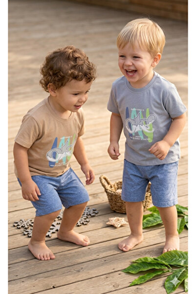 CemBebe Boy's Summer Shorts Set 2-5 Years Old 100% Cotton Short Sleeve Casual...