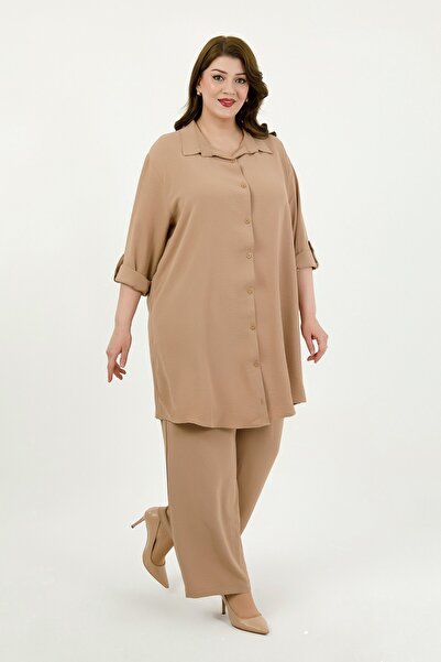 By Alba Collection Γυναικείο Σετ Παντελόνι Τουνίκ Μινκ Ayrobin σε Μεγάλο Μέγεθος