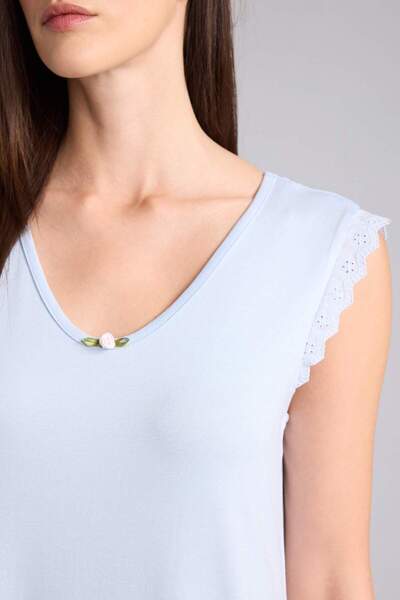 DeFacto Regular Fit V-Neck Short Sleeve Nightgown F7001Ax26Sm