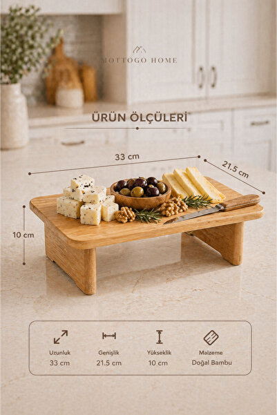 Mottogo Bambu Yükseltici Sunum Standı – Ayaklı Kahvaltı & Peynir Tabağı 33 x ...