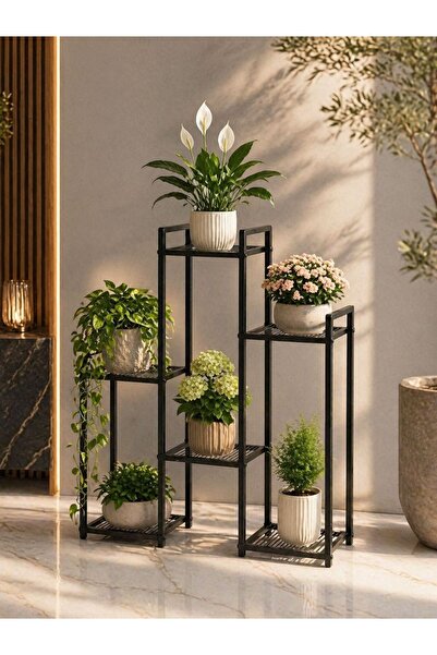 UYKULA Modern Metal 6 Raflı Bitki Standı – Dekoratif Saksılık Raf, Balkon & S...