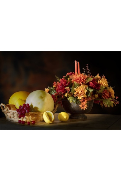 media Πίνακας σε καμβά Λουλούδια και φρούτα, 105 x 70 εκ.