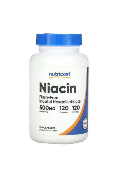 Nutricost فيتامين ب3 نياسين بدون مكملات أخرى 500 ملغ 120 كبسولة