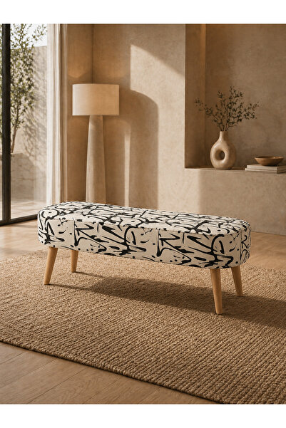 Pure Home Miles Özel Tasarım Bohem Oval Puf Bench