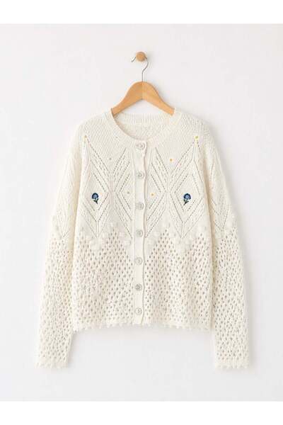 Retrobird Κεντητή Ρομαντική Ζακέτα Γυναικεία σε ανοιχτό χρώμα άμμου