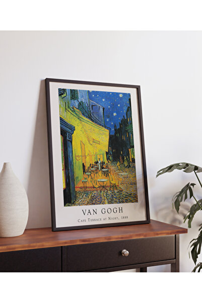 Carmen Van Gogh - Terrasse de Cafe - Çerçeveli Tablo (Naturel, Siyah, Beyaz Ç...