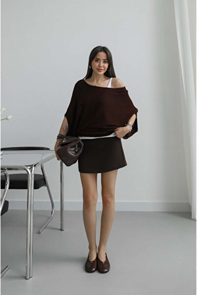 Havoş Καφέ σορτς φούστα με ψηλή μέση Kiera