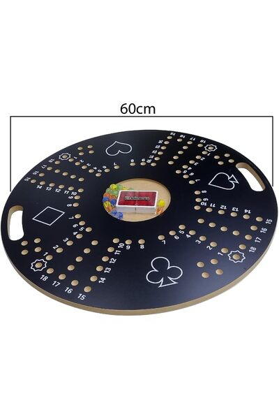 Rosymoment Jakaroo Wooden Board Card Game - 60x60cm Round-Shaped Premium Quality Game Board for Strategic Gamep