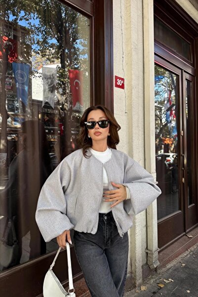 bessomoda Γυναικείο μπουφάν Bomber από ύφασμα Cashmere