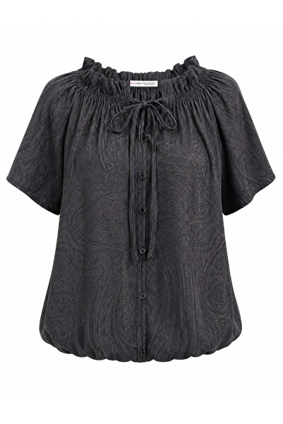 Mixray 4905 Γυναικεία μπλούζα με κορδόνι στο λαιμό και λεπτομέρεια δεσίματος,...