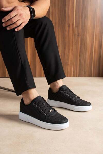 L.A Polo Stitched Black and White Men's Sneakers