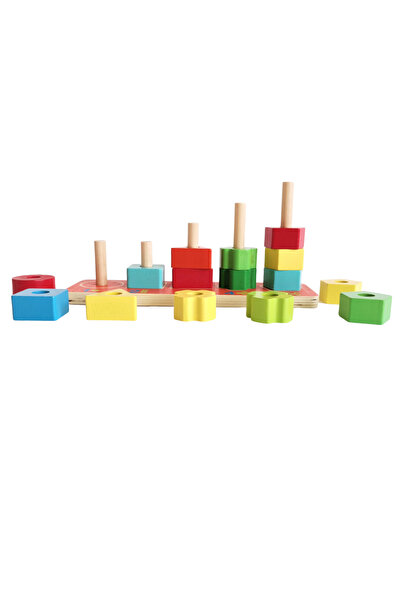 ACOOL Set de stivuire din lemn cu forme geometrice, 16 piese