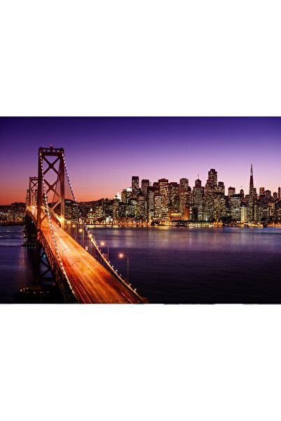 media Πίνακας σε καμβά: Φώτα στη Γέφυρα του Μπρούκλιν, 90 x 60 εκ.