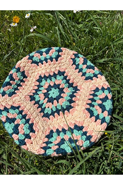 örgü Hand Knitted Vintage Patterned Beanie – Colorful & Stylish Design