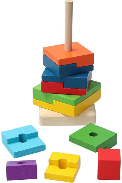 OEM Jucărie educativă din lemn, Turn de stivuit multicolor, 12 piese