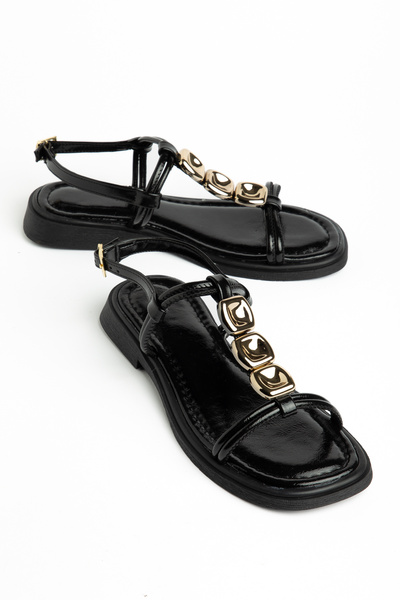 MODA MHS Women's Gold Accessory-Detail Ankle-Strap Orthopedic Sole Daily Wome...