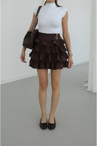Havoş Καφέ φούστα Scala με σορτς