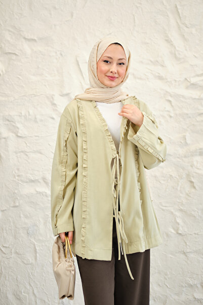 LOCCO Γυναικείο κιμονό με λεπτομέρεια κορδονιών και δέσιμο μπροστά, σε ανοιχτ...