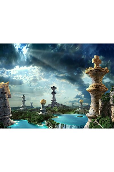 media Πίνακας σε καμβά Σύμπαν και σκάκι, 105 x 70 εκ.