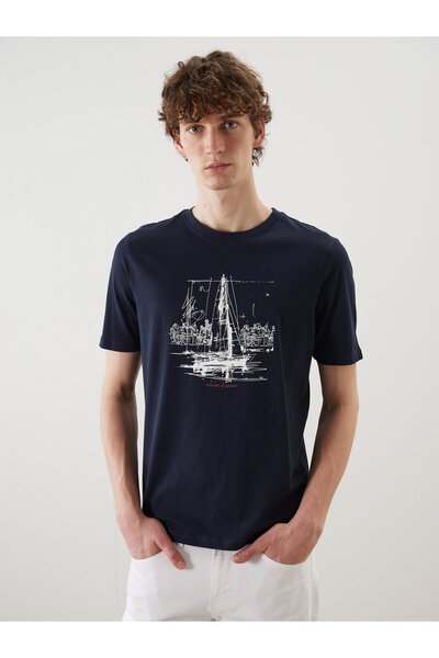 LC Waikiki Tricou bărbătesc din jerseu imprimat cu guler rotund