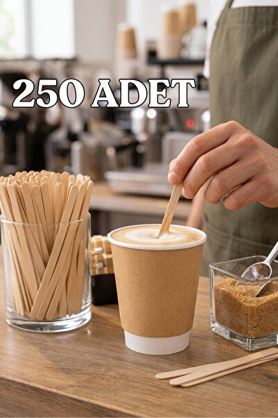 Yetkin Plastik Doğal Bambu/Ahşap/Tahta Karıştırıcı Çay - Kahve Kaşığı Kaşık T...