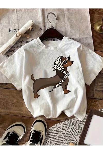 AEMİ Μπλουζάκι Unisex με στάμπα σκύλου σάλιγκα, oversized