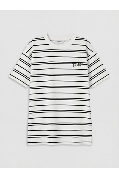 LC Waikiki Tricou băieți cu guler rotund și dungi