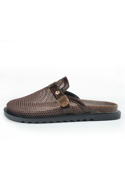 LONDON&LONDON Brown Mesh Detailed Women's Slippers – Stylish Design, Comforta...