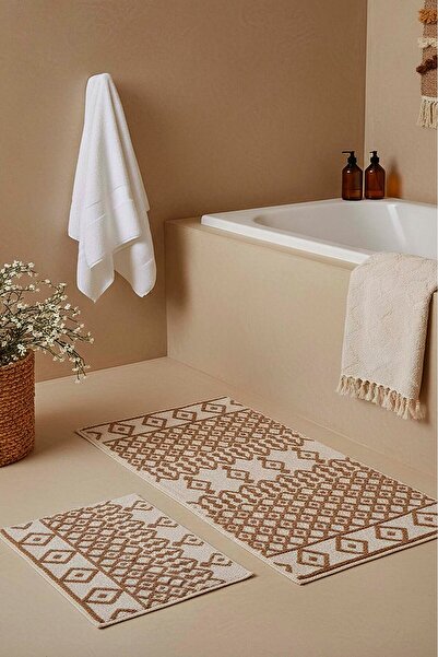 Rivaİstanbul Σετ 2 τεμαχίων με έθνικ σχέδια για χαλάκι μπάνιου και τουαλέτας