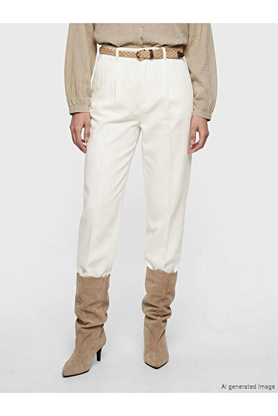 LC Waikiki Beli Belted Carrot Cut Pleated Women's Trousers