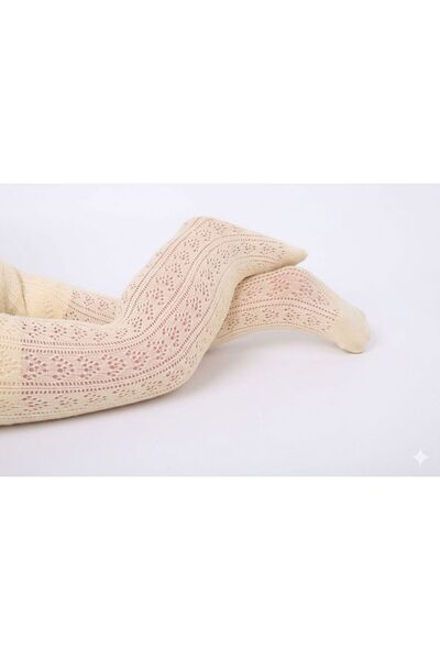Daymod Baby Orietta Patterned Fishnet Pantyhose Cream