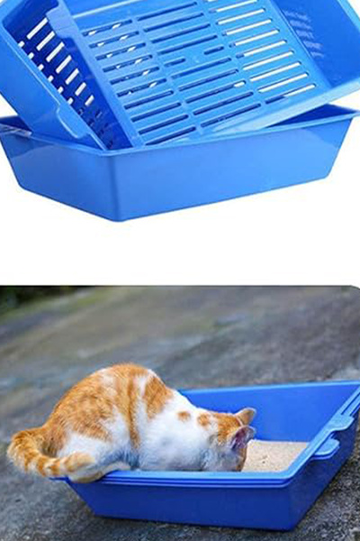 CİYU TİCARET 3 Katlı Kedi Tuvaleti Elekli Tasarım Koku Kontrolü Ve Kolay Temizlik İçin Pratik Kedi Köpek Tuvaleti