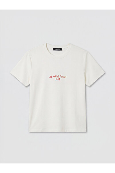 LC Waikiki Tricou de damă cu guler rotund și imprimeu Paris