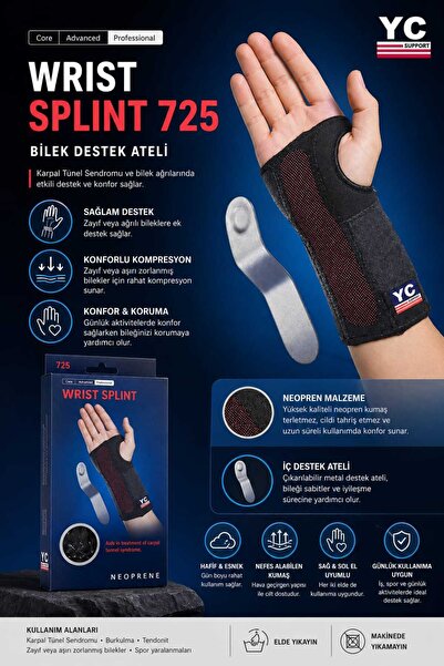 ASG BİLEK DESTEK ATELİ – GÜÇLÜ DESTEK & KONFOR Çıkarılabilir Metal Atel-Neopr...